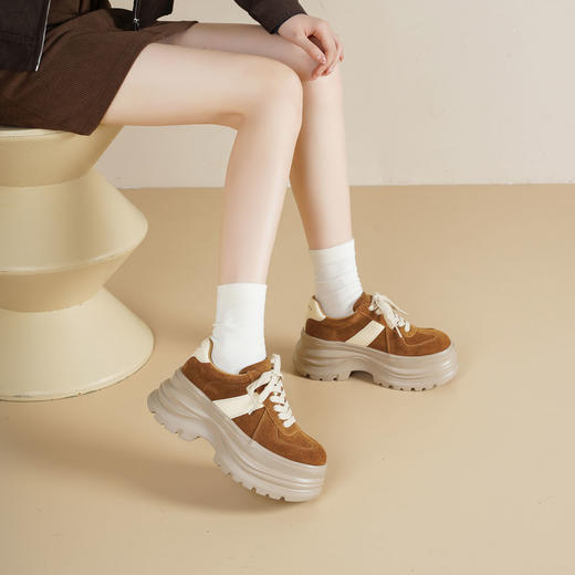 Westory2025年秋季厚底撞色休闲鞋系带运动板鞋深口单鞋W25CM76811 商品图6