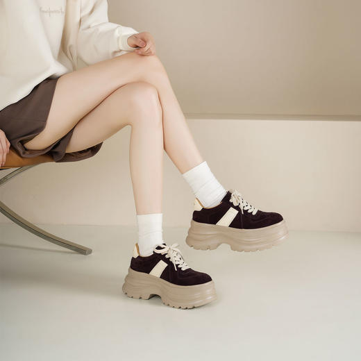 Westory2025年秋季厚底撞色休闲鞋系带运动板鞋深口单鞋W25CM76811 商品图2