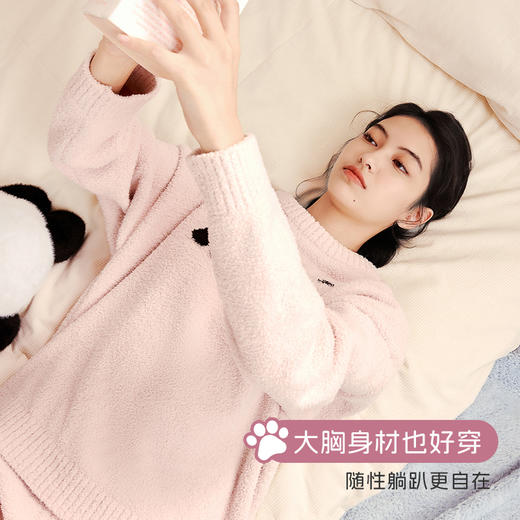 【门店】奶糖派甜梦熊圆领半边绒睡衣女保暖加绒秋冬抗静电可外穿家居服 商品图3