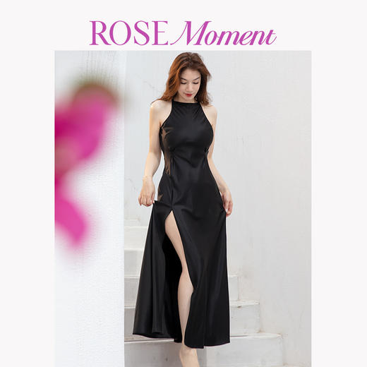 醋酸盘扣无袖掐腰露背侧开叉长裙 G240377 商品图0