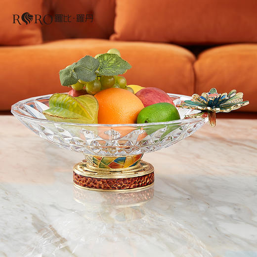 【样品清仓3折，仅1件无原包装，无货退款】罗比罗丹绽放珐琅彩工艺茶几家居饰品水果盘干果糖果盘【不支持补差，非质量问题不退不换】S 商品图1