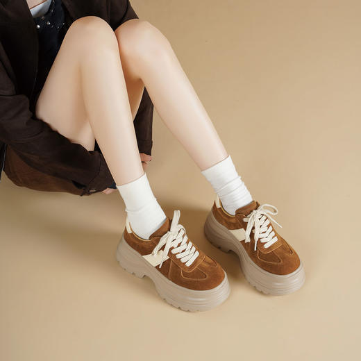 Westory2025年秋季厚底撞色休闲鞋系带运动板鞋深口单鞋W25CM76811 商品图3