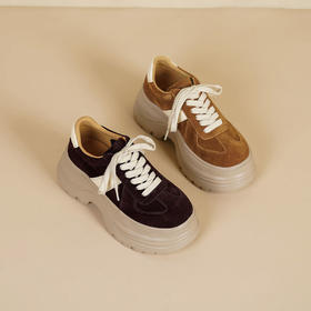 Westory2025年秋季厚底撞色休闲鞋系带运动板鞋深口单鞋W25CM76811