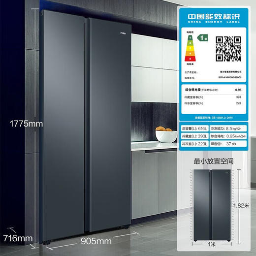 海尔冰箱对开门冰箱BCD-616WGHSSEDC9柔性双变频 分层多路送风 风冷无霜 大冷冻力 商品图1