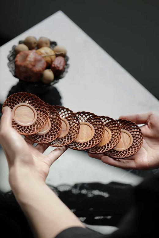 镂空编织纹·非洲酸枝杯垫 商品图5