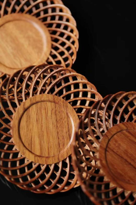 镂空编织纹·非洲酸枝杯垫 商品图3