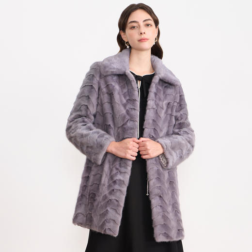 EITIE爱特爱气质立领保暖奢华水貂毛皮草大衣外套冬季新款D2593903X 商品图2