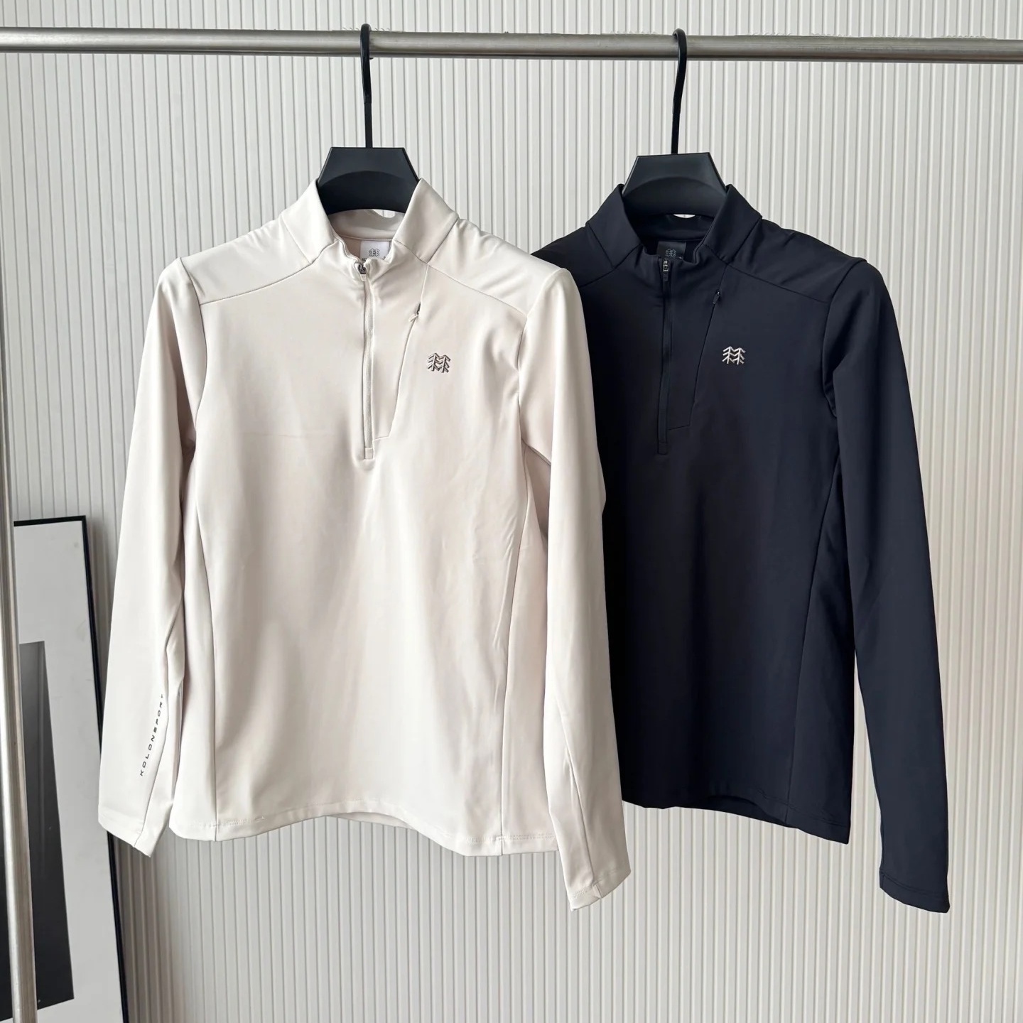 KL秋冬新款男士华夫格内里抓绒面料半拉链吸湿 排汗抗菌长袖T恤