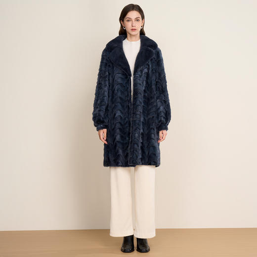 EITIE爱特爱大毛领V领时尚显瘦厚实水貂毛皮草外套冬季新款D2593911X 商品图1