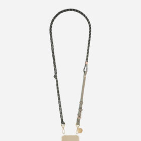 订购8周到｜La Coque Française-Colleen-Kaki 柿子灰绿色 织物 长款 手机链［法国设计师］