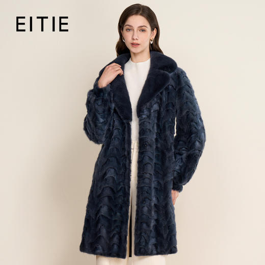 EITIE爱特爱大毛领V领时尚显瘦厚实水貂毛皮草外套冬季新款D2593911X 商品图0