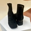 西村名物2025年冬季新款时尚粗跟舒适弹力短靴切尔西靴T25DS49561 商品缩略图4
