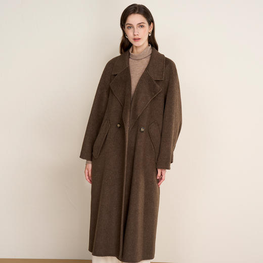 EITIE爱特爱宽松慵懒感深棕色时尚保暖羊毛呢大衣冬季新款D2514913 商品图2