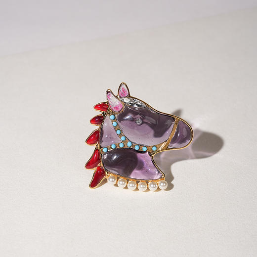 北京仓｜Gripoix Paris-vintage Horse-大红大紫 小萌马 胸针［法国设计师］ 商品图5