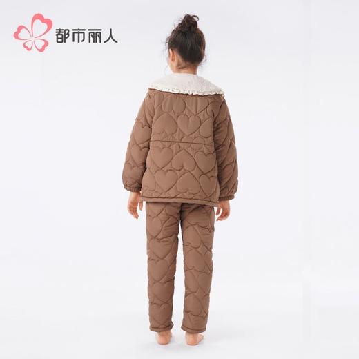 都市丽人睡衣女童风衣布儿童家居服长袖长裤中厚夹棉套装JHH1F6 商品图3