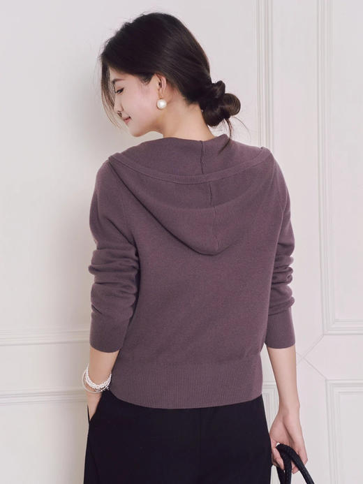 女士精纺帽子拉链开衫 商品图3