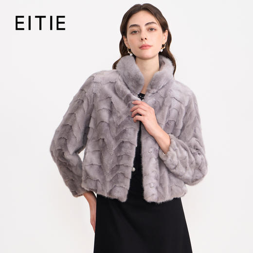 EITIE爱特爱时尚气质立领显瘦短款水貂毛皮草外套冬季新款D2593919X 商品图0