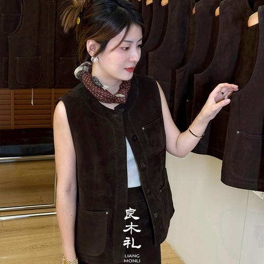 良木礼山羊皮圆领马甲（Q8132） 商品图4