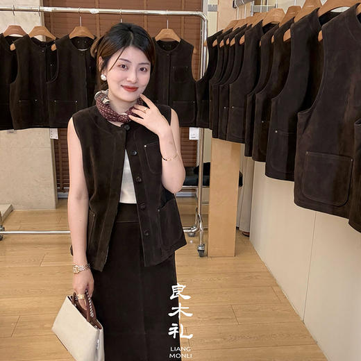 良木礼山羊皮圆领马甲（Q8132） 商品图2