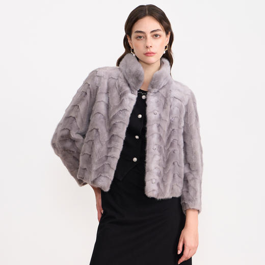 EITIE爱特爱时尚气质立领显瘦短款水貂毛皮草外套冬季新款D2593919X 商品图2