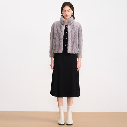 EITIE爱特爱时尚气质立领显瘦短款水貂毛皮草外套冬季新款D2593919X 商品图1