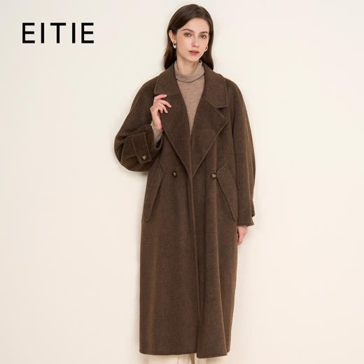 EITIE爱特爱宽松慵懒感深棕色时尚保暖羊毛呢大衣冬季新款D2514913 商品图0