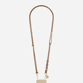 订购8周到｜La Coque Française-Colleen-Taupe 米色 织物 长款 手机链［法国设计师］