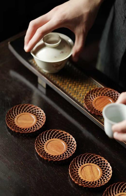 镂空编织纹·非洲酸枝杯垫 商品图4