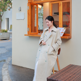 【抖音专属】新中式长外套（25805154-蜜合）