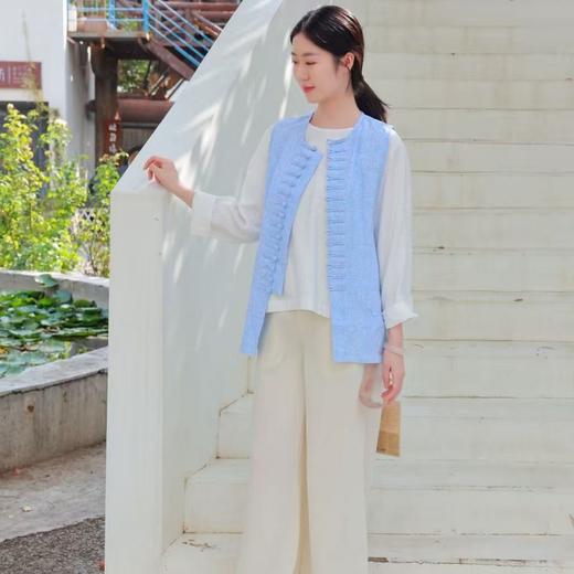 【抖音专属】新中式上衣+马甲（25708182芸白+23704040碧落） 商品图0