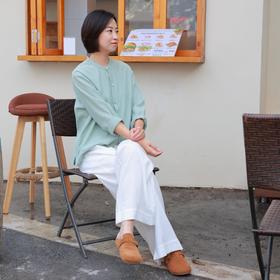 【抖音专属】立领衬衫+直筒裤（21710804+25709241）山岚+东方亮