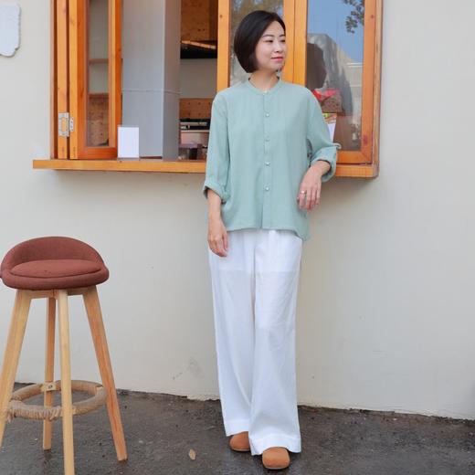 【抖音专属】立领衬衫+直筒裤（21710804+25709241）山岚+东方亮 商品图1