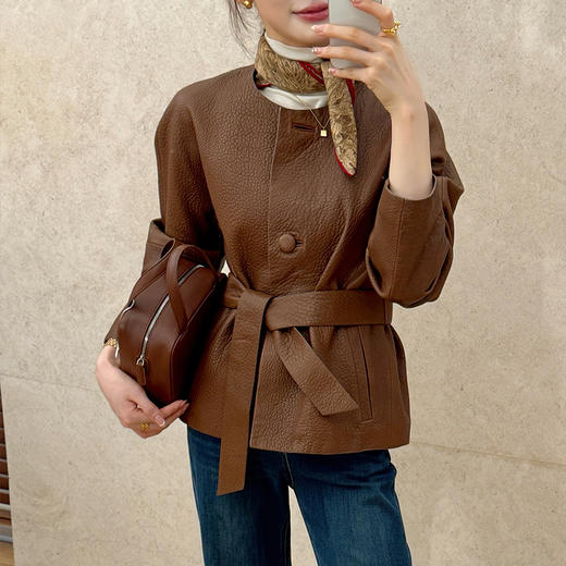 【预售7天】良木礼山羊皮外套（腰带）（Q2582120） 商品图2