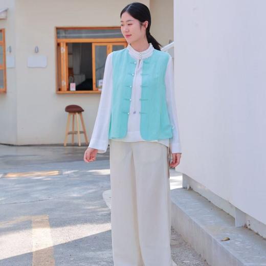 【抖音专属】立领小衫+马甲（24708271山矾+24704846井天） 商品图0