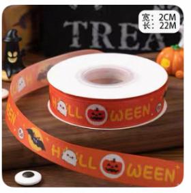 万圣节橘色南瓜幽灵蝙蝠丝带/1*1卷 商品图0