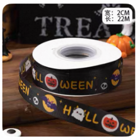 万圣节黑色南瓜幽灵蝙蝠丝带/1*1卷