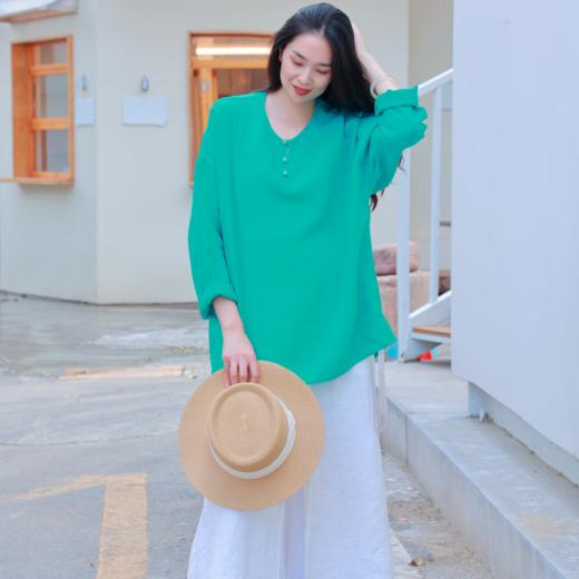 【抖音专属】新中式上衣（25808109-青雘） 商品图0