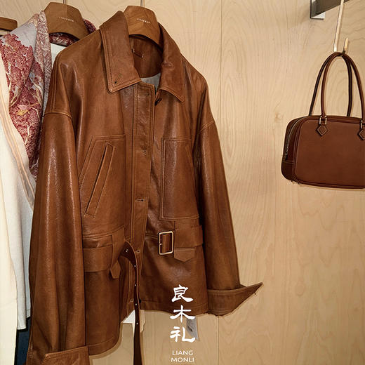 【预售7天】良木礼油蜡翻领夹克（腰带）（Q8130） 商品图4