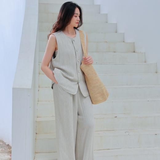 【抖音专属】新中式马甲+阔腿裤（24804153+24709615-朗月） 商品图0