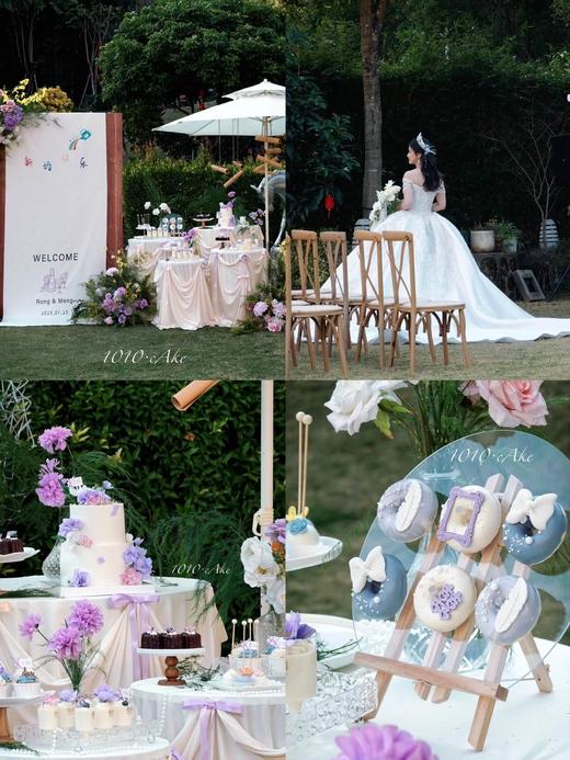 「紫白色系婚礼」主蛋糕+甜品台案例 商品图0
