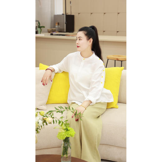 【抖音专属】中式马甲+圆领衬衣（23704223+1832524b）青冥+栀子白 商品图1