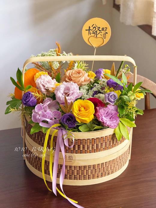 【下架】第13年秋夕·心意版【手提月饼花礼篮】两款花色可选·中式竹编双层手提月饼花篮（提前2小时） 商品图12