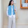 【抖音专属】中式马甲+圆领衬衣（23704223+1832524b）青冥+栀子白 商品缩略图0