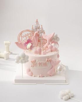 粉色鱼尾 生日蛋糕（百分百进口动物奶油）