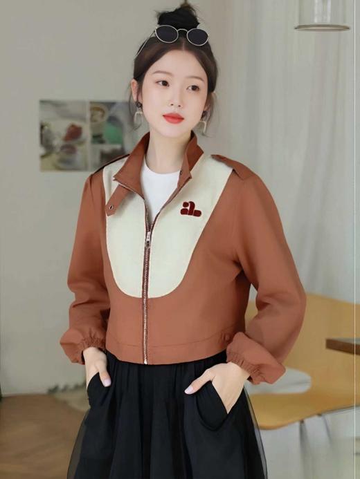 【秋新品】剪标-拼色短款小外套-喜出 商品图1