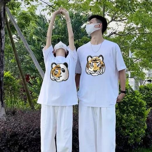 仅限11.11，不参与退~（不支持退）【NOIDARA品牌】100%棉（亮片虎头可变熊猫）T恤2116-喜出 商品图0
