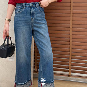 良木礼印花直筒牛仔裤（小文艺）（Q2584245）