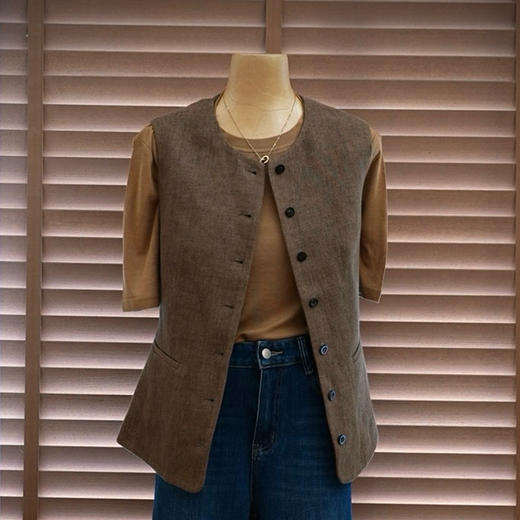 【不退不换】良木礼亚麻马甲(Q2592845) 商品图0