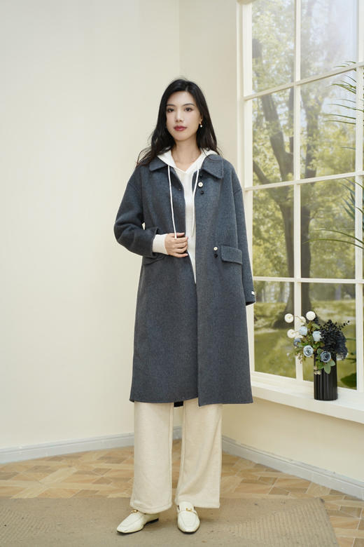  臣禾【菠萝纹帽衫】100%绵羊毛连帽休闲针织衫	JZ253090475 商品图3