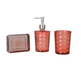 西班牙进口VSM玻璃卫浴三件套 菱格 粉色